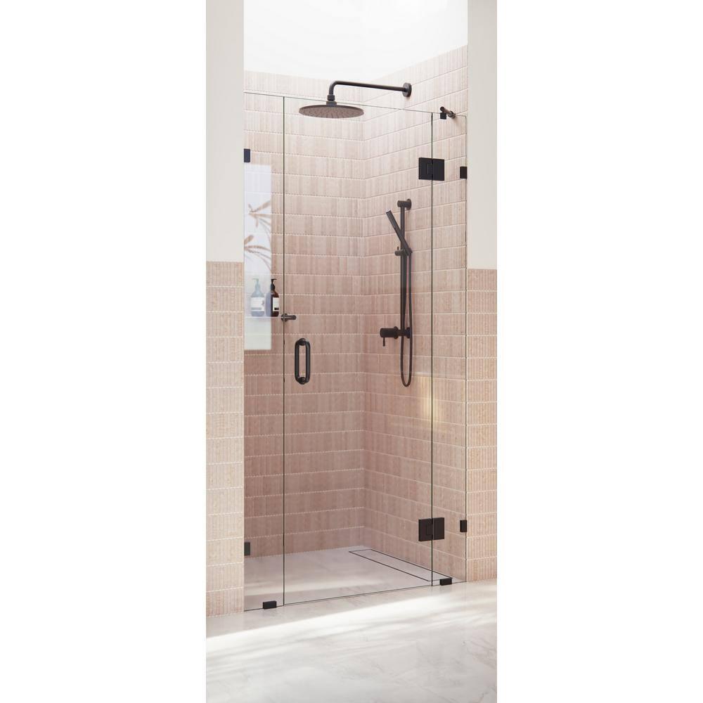 Glass Warehouse Stellar 42.25 in. W x 78 in. H Fully Frameless 3 Panel Inline Glass Hinged Shower Enclosure GHF-42.25-MB