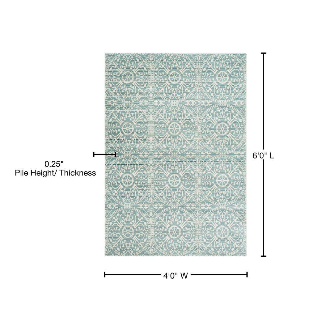 SAFAVIEH Valencia Larry Medallion Polyester Area Rug, Alpine/Cream, 4' x 6'