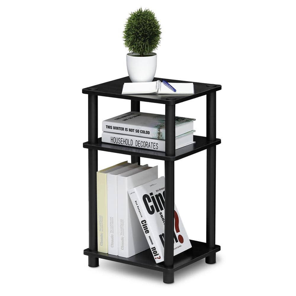 11087AM-BK 11087 Just 3-Tier No Tools Tube End Table, Americano & Black - 13.4 x 11.5 x 22.8 in.