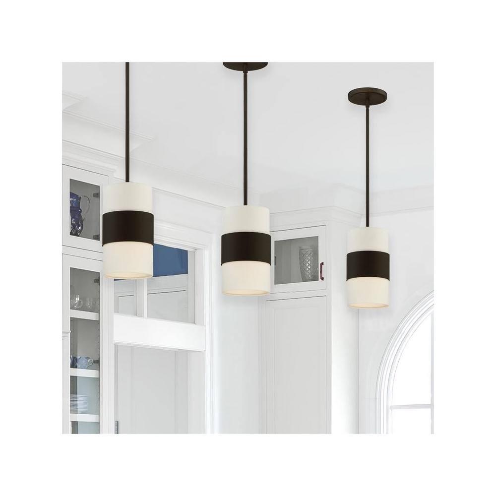 Grayson Dark Bronze Mini Pendant with Silk Shade