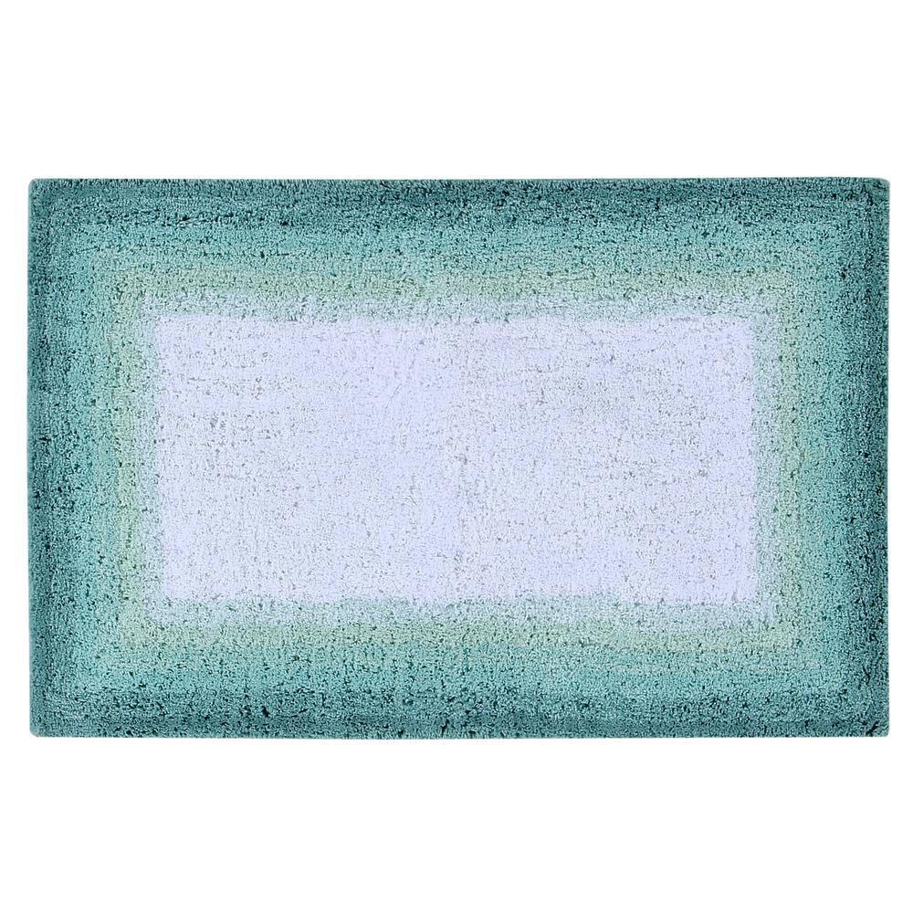 21"x34" Torrent Collection 100% Cotton Bath Rug Turquoise - Better Trends: Machine Washable, Tufted, Spray Latex Backing