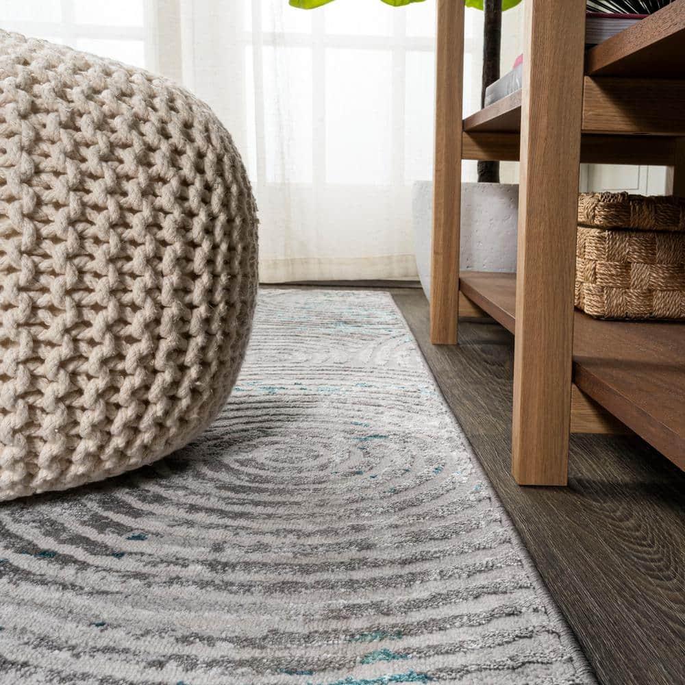 3'x5' Timeworn Modern Abstract Area Rug, Gray/Turquoise - JONATHAN Y