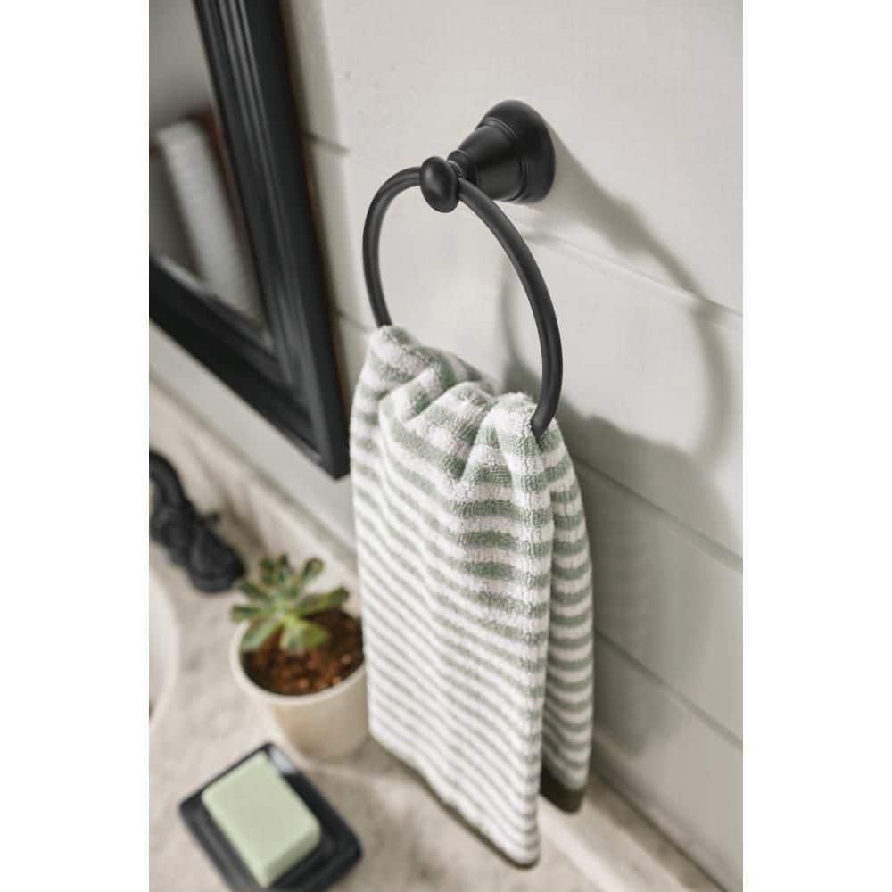 Moen Banbury Y2686BL Towel Ring, 6 in Dia Ring, Aluminum/Zinc, Matte, Wall Mounting