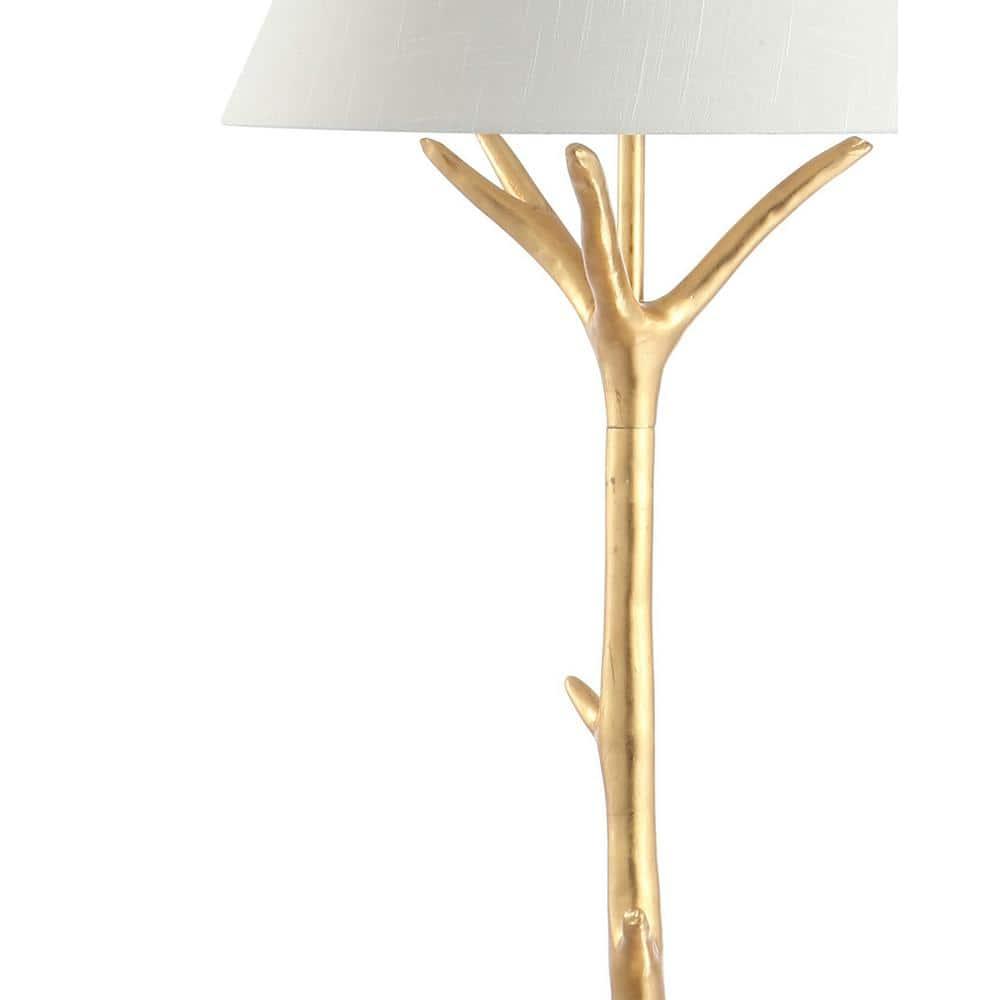 JONATHAN Y JYL3070A Arbor 63.5" Faux Bois Resin LED Floor Lamp, Contemporary for living room, dinning room, bedroom, office Bulb Included, Gold Leaf