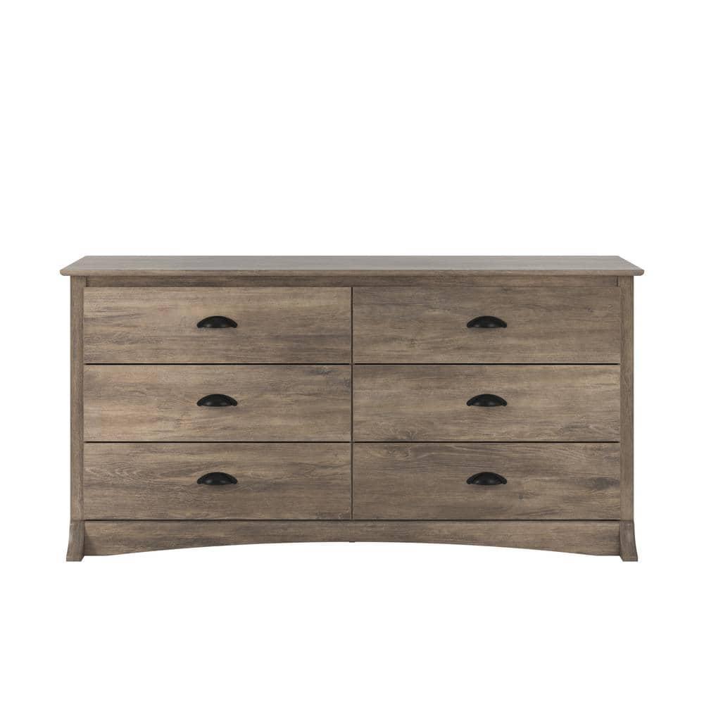 Salt Spring 6 Drawer Dresser Drifted Gray - Prepac