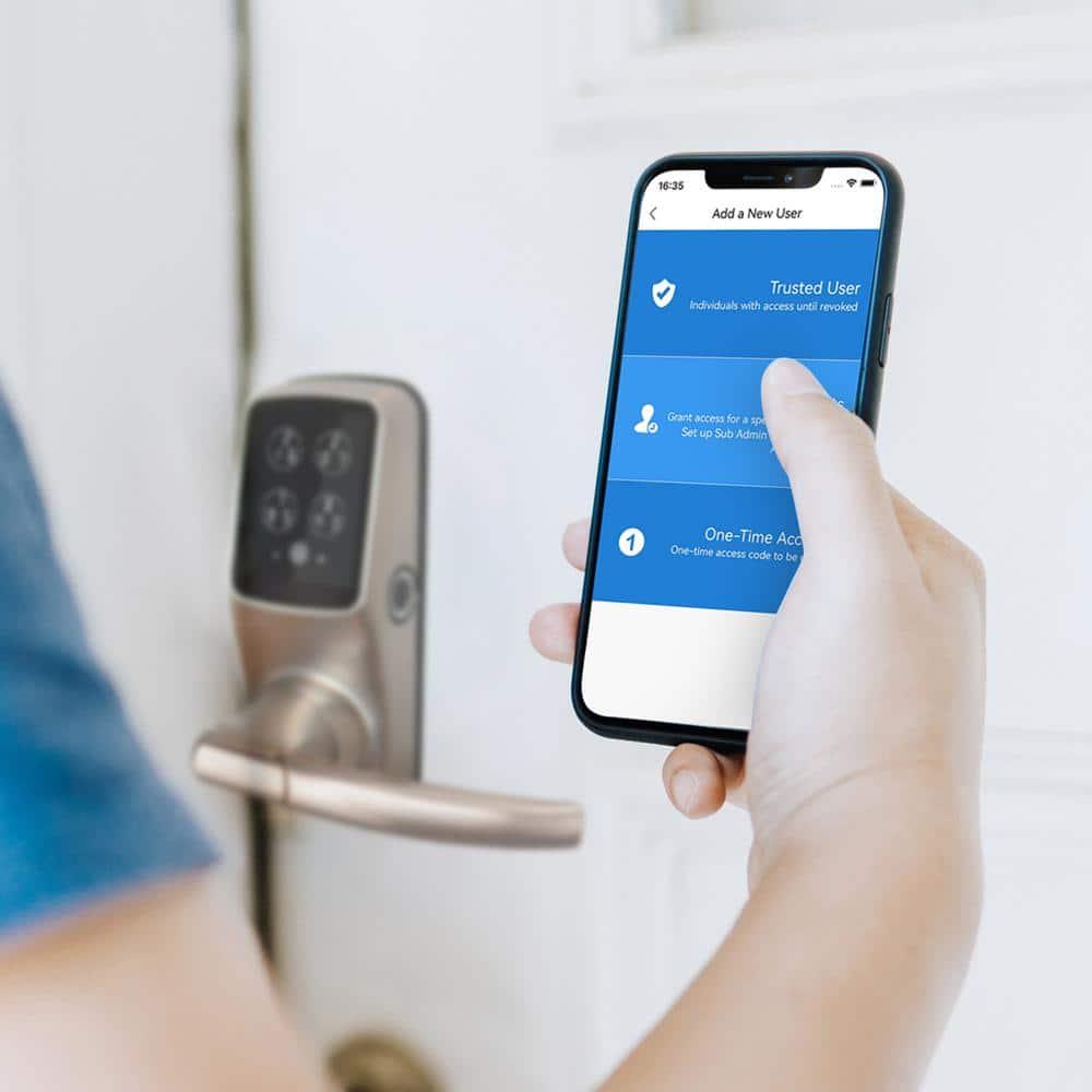 Lockly Secure Plus Bluetooth Smart Door Lock, Keyless Entry with PIN Genie® Digital Keypad, 3D Biometric Fingerprint Sensor Front Door Lock with Handle, Voice Control & Auto Lock - Latch Edition