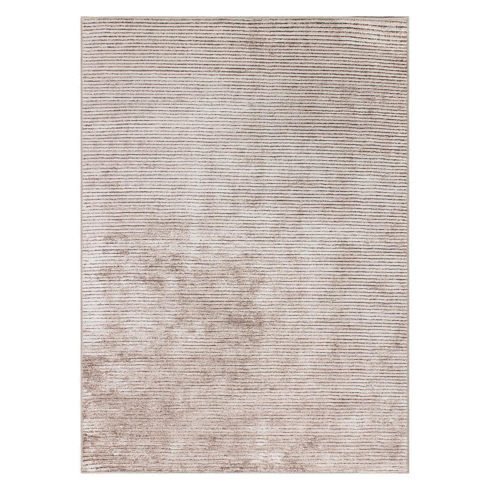 World Rug Gallery Contemporary Distressed Stripe Machine Washable 8'4"x11'6" Beige Area Rug