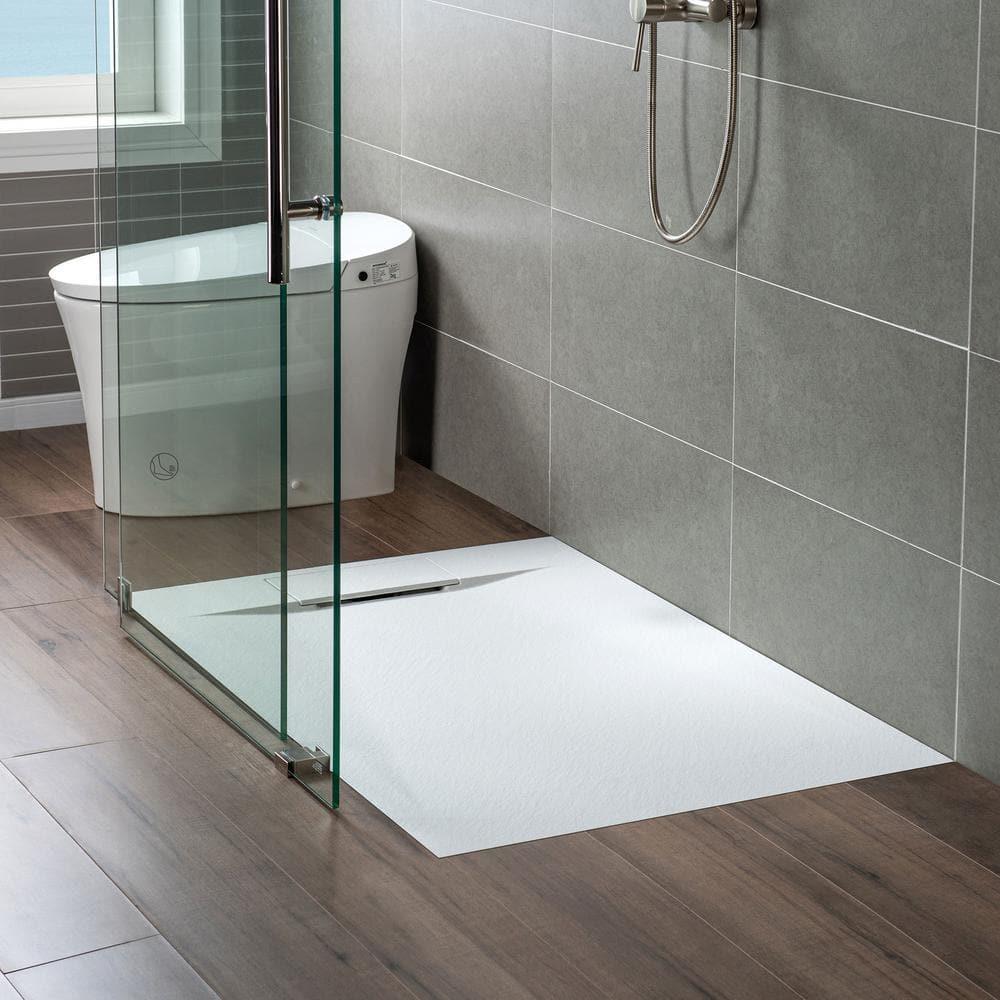 47.25" W x 35.4" D Solid Surface Rectangular Shower Base, Non-Slip, Low-Profile, Curbless, Wheelchair Accessible