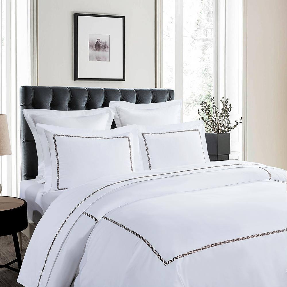 Hotel Grand TENCEL Lyocell And Cotton Blend Embroi Sateen Duvet Cover Set