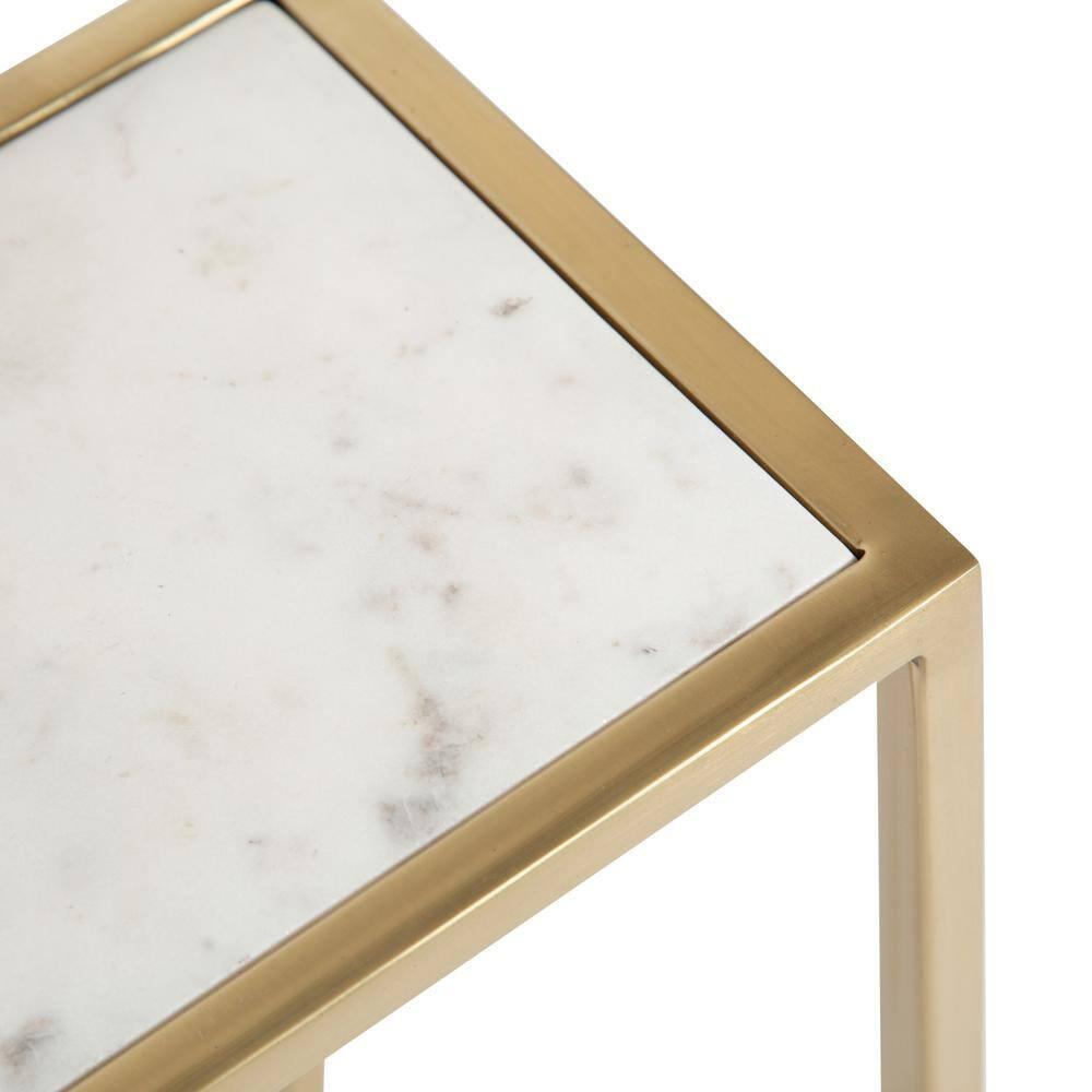 Kate and Laurel Jaspur Square Metal Drink Table, 7x7x21, Gold and White
