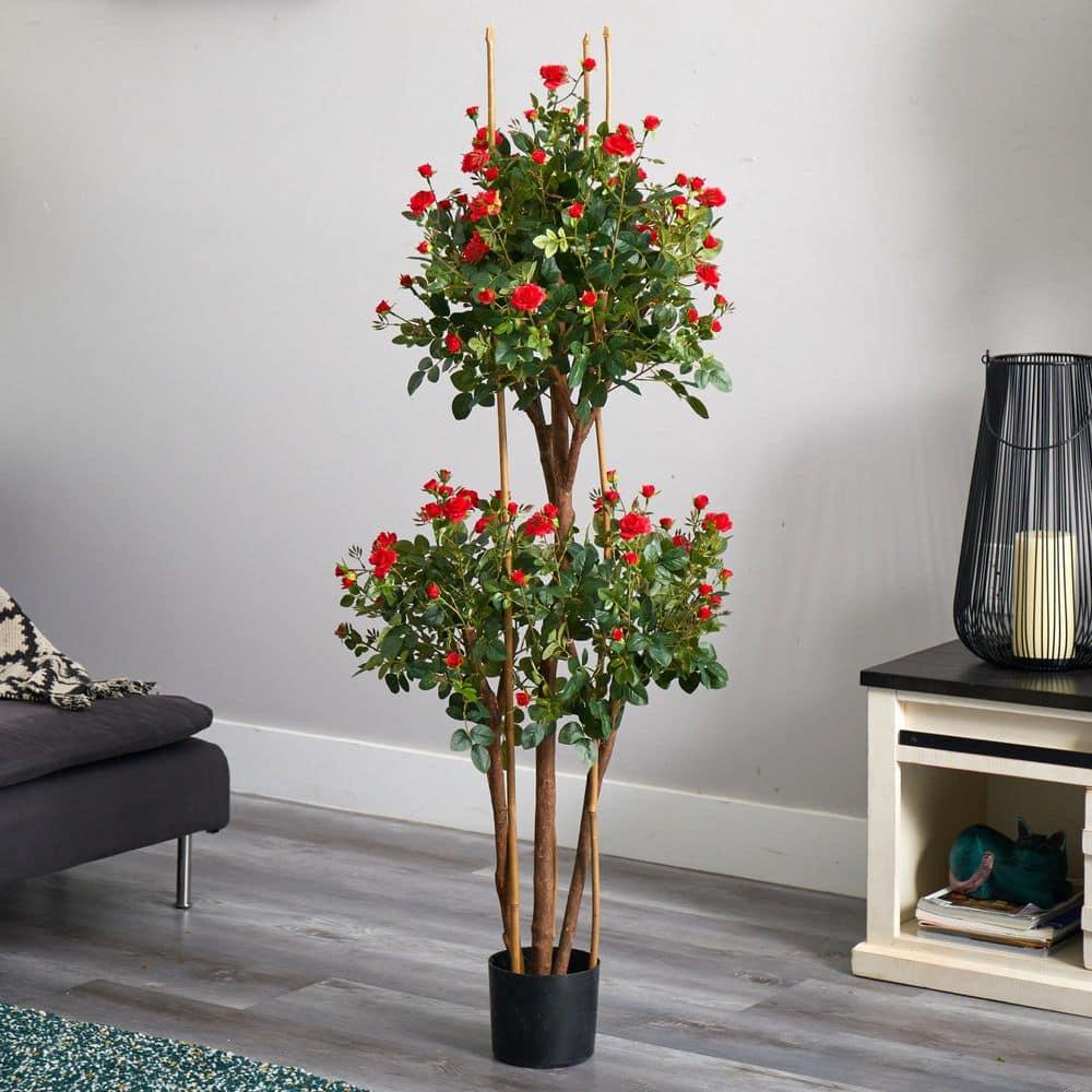 Nearly Natural 5-ft Mini Rose Silk Tree
