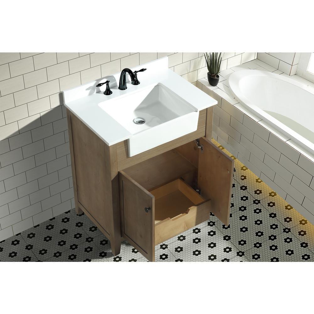 Sally 30" Bathroom Vanity Weathered Fir Finish - White Engineered Countertop