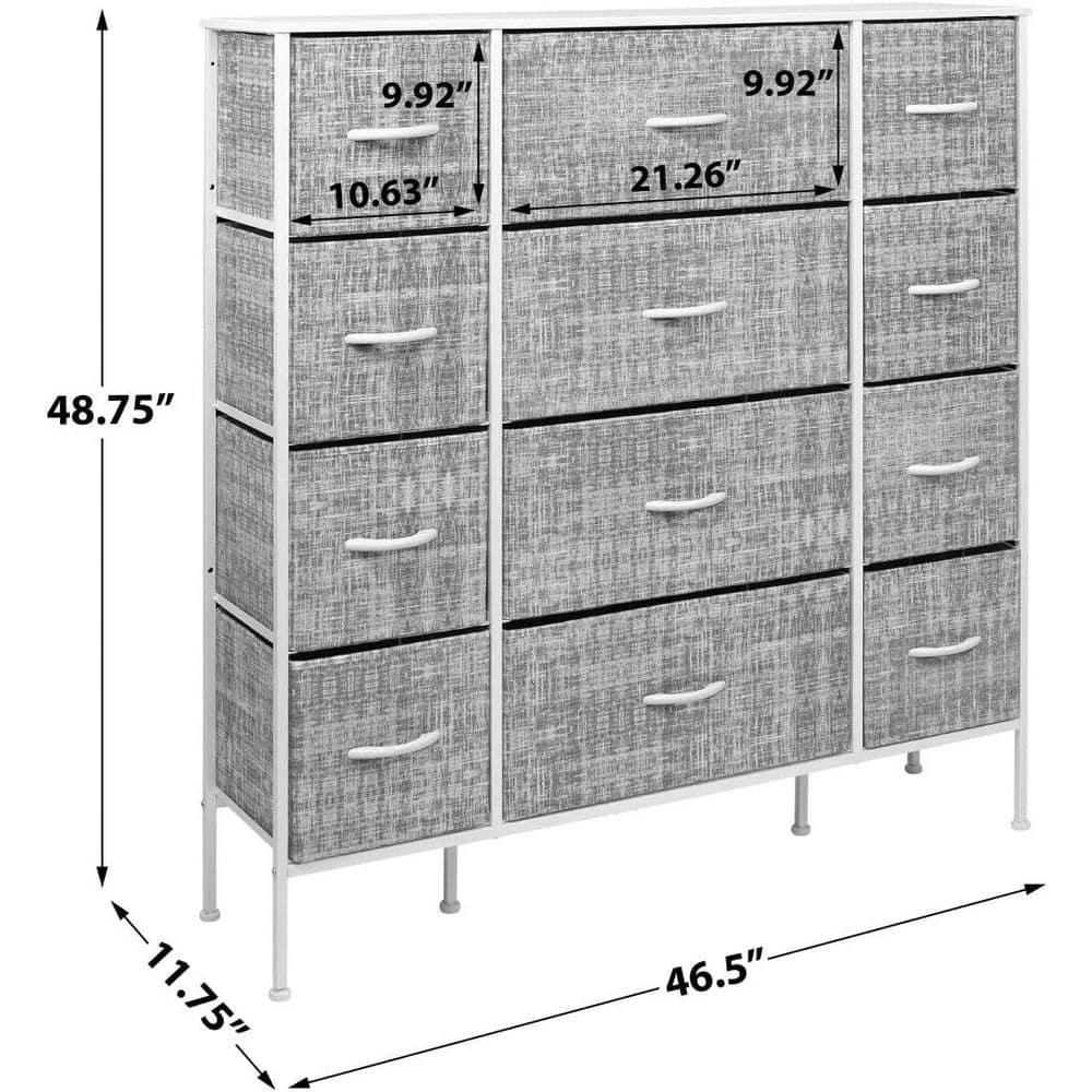 Sorbus 12 Drawers Dresser with Steel Frame and Wood Top