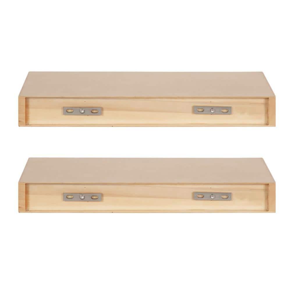Kate and Laurel Havlock Rectangle MDF Floating Shelf, 2 Piece 18 Inch, Natural