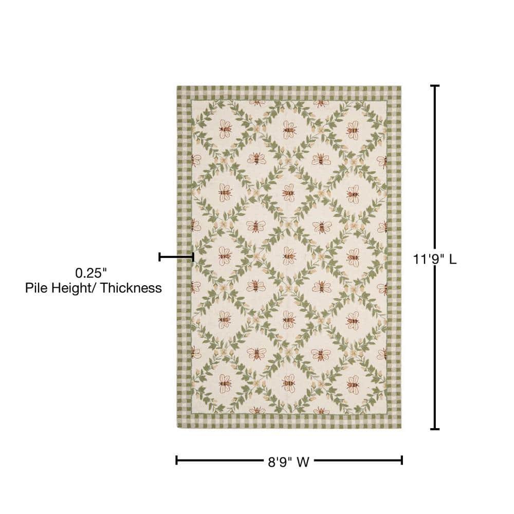 Chelsea HK55 Hand Hooked Area Rug - Ivory/Green - 8'9"x11'9" - Safavieh