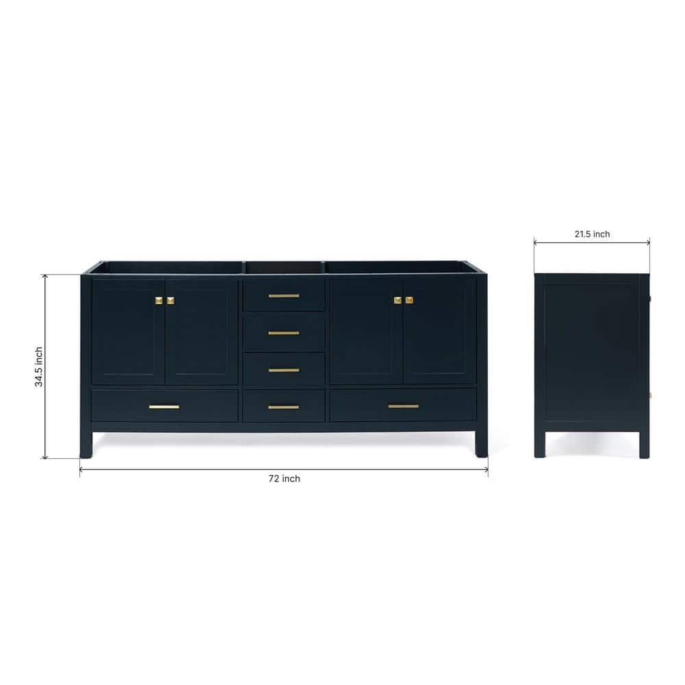 Ariel A073d-Bc Cambridge 72" Double Free Standing Vanity Cabinet Only - Blue