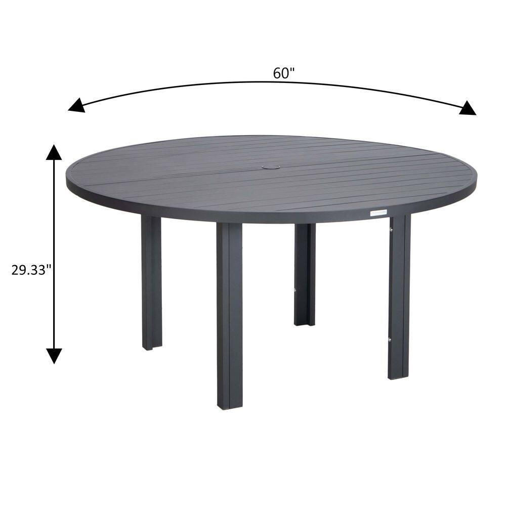7-Piece Patio Dining Set With 60" Round Aluminum Dining Table And 6 Dining Armchair