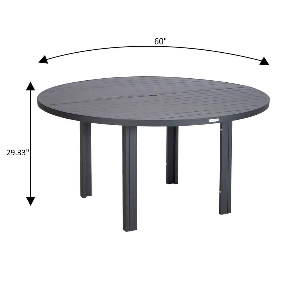7-Piece Patio Dining Set With 60" Round Aluminum Dining Table And 6 Dining Armchair