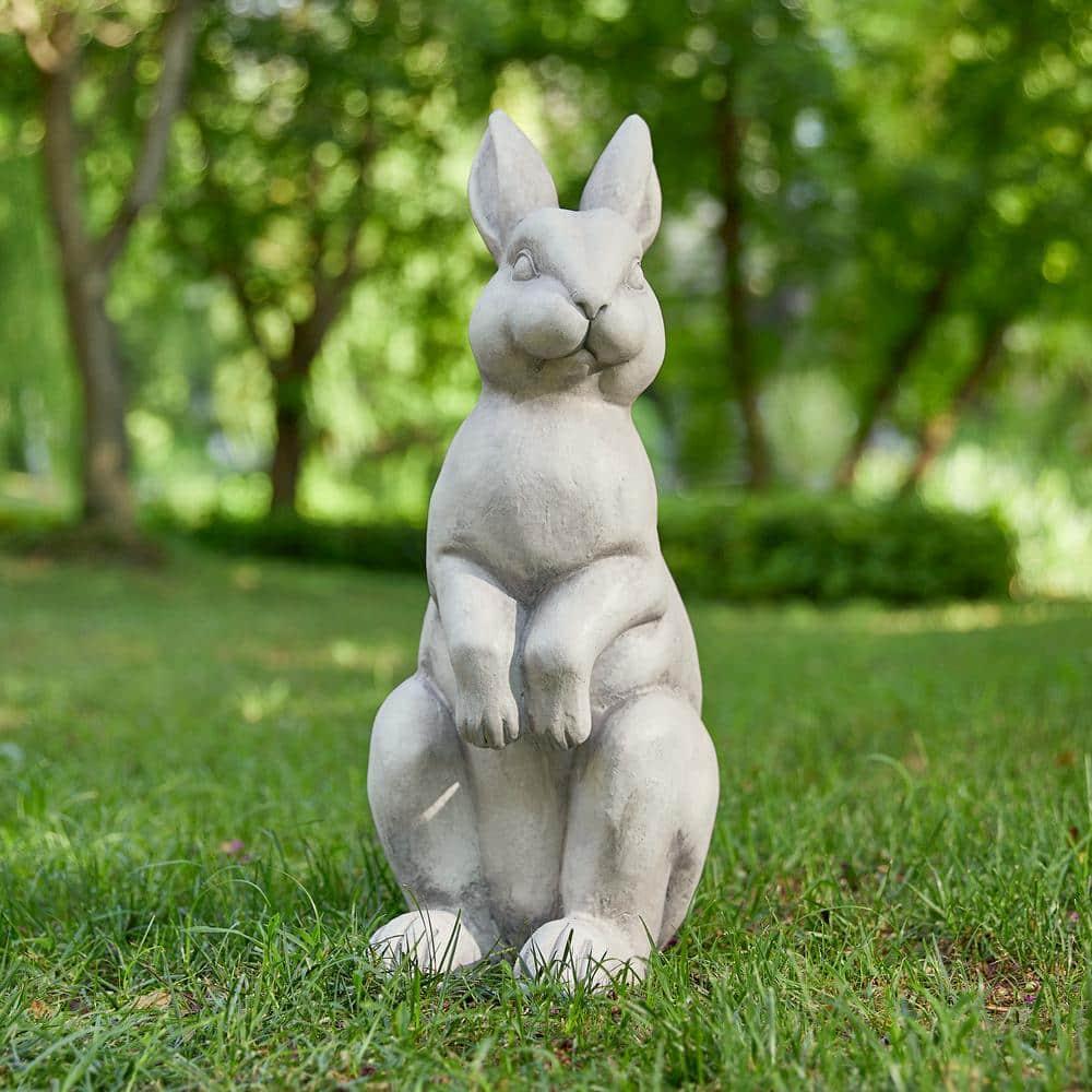 Glitzhome 22.75"H MGO White Standing Rabbit Statue