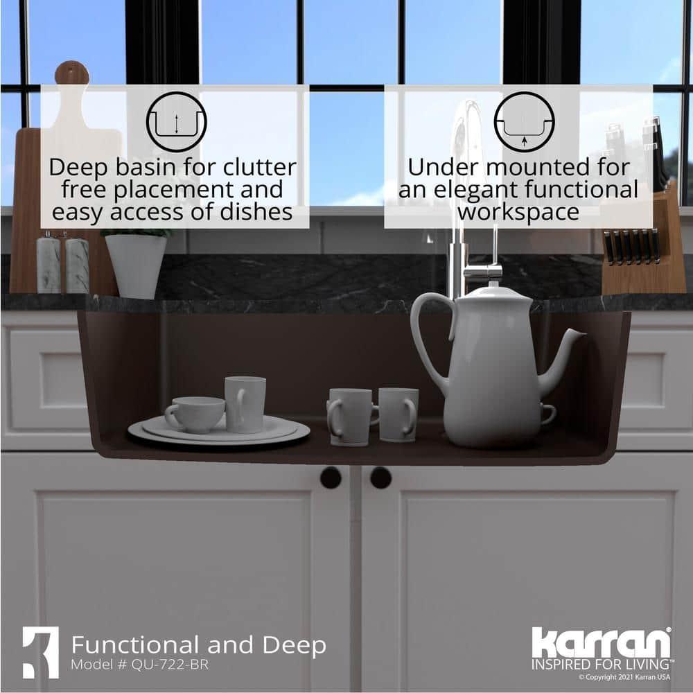 Karran Undermount Quartz Composite 33-1/2'' X 21'' Single Bowl Kitchen Sink