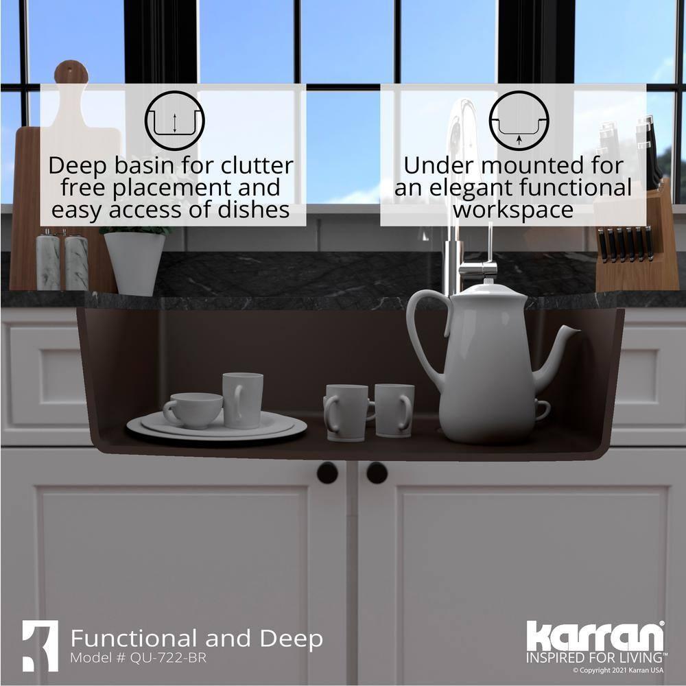 Karran Quartz Composite 33-1/2'' X 21'' Single Bowl Undermount Kitchen Sink Kit
