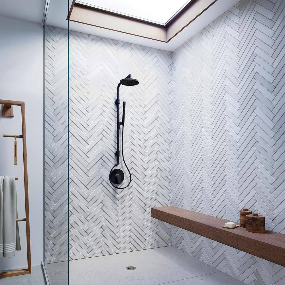 Matte Black Dual Shower System with Adjustable Slide Bar