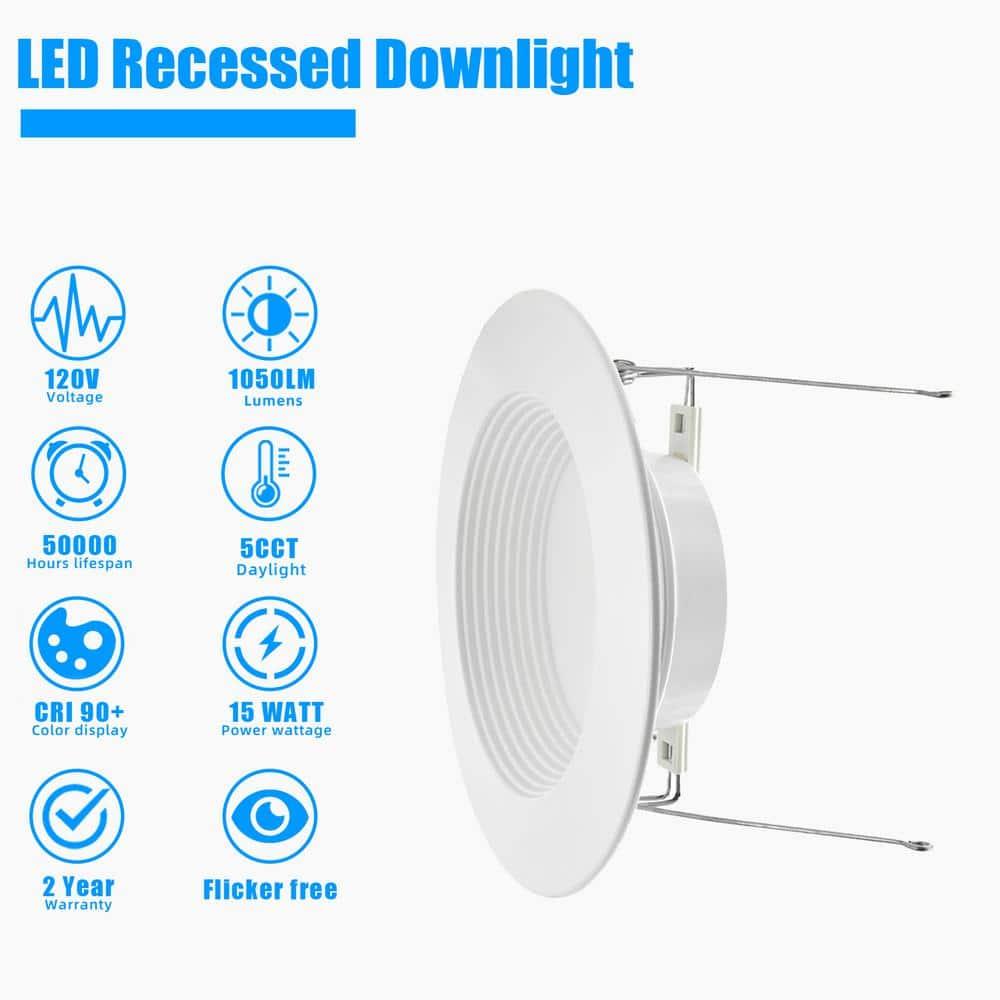 MW Lighting 6 Inch LED Recessed Downlight, 5CCT Selectable, Dimmable, Energy Star, 6 Count