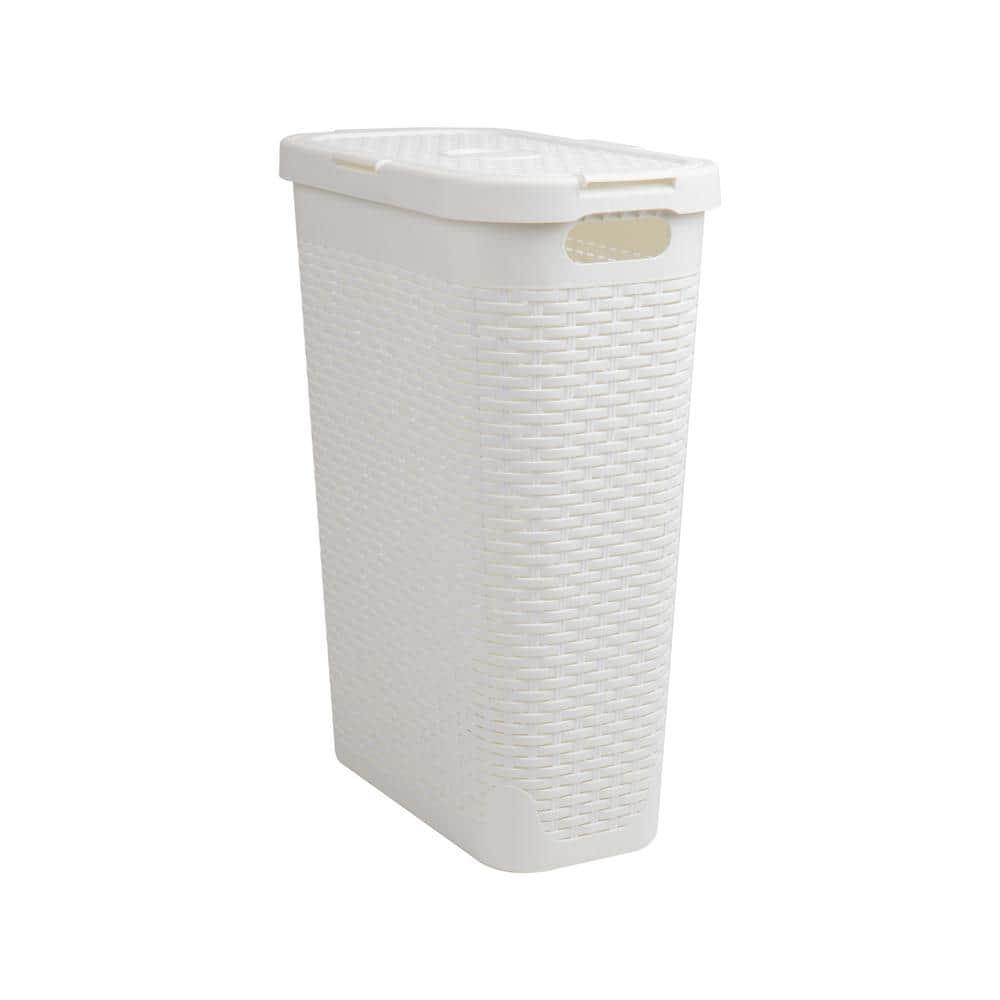 Mind Reader Mind Reader 40L Slim Laundry Hamper, Clothes Basket, Lid, Wicker Design, Plastic