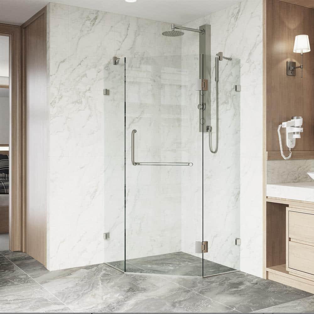 Piedmont 34" W x 34" D x 73" H Hinged Frameless Shower Enclosure with 3/8Clear Glass
