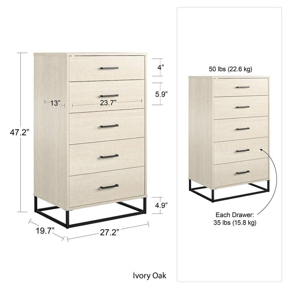 Novogratz Kelly 27.19'' W Unfinished 5 - Drawer Dresser