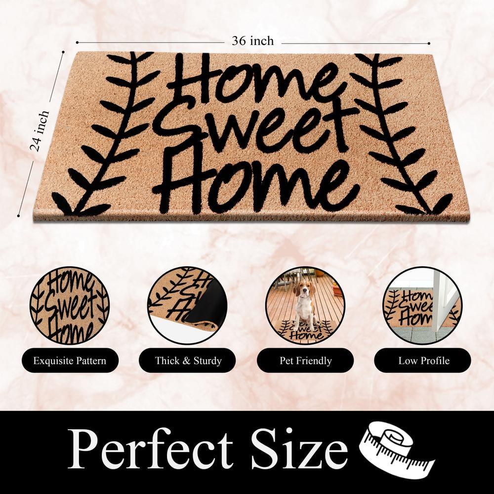 A1HC Natural Coir Flocked Doormat with Heavy Duty Non-Slip PVC Backing Easy to Clean, Fade Resistant, Pet Friendly Outdoor Welcome Mat, Low-Profile Durable Doormat