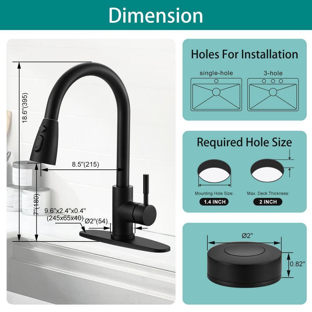 ARCORA ARCORA Stainless Steel  Single Handle Pull-Down Sprayer Kitchen Faucet Set with Touchless Sensor AR7100301B-DC
