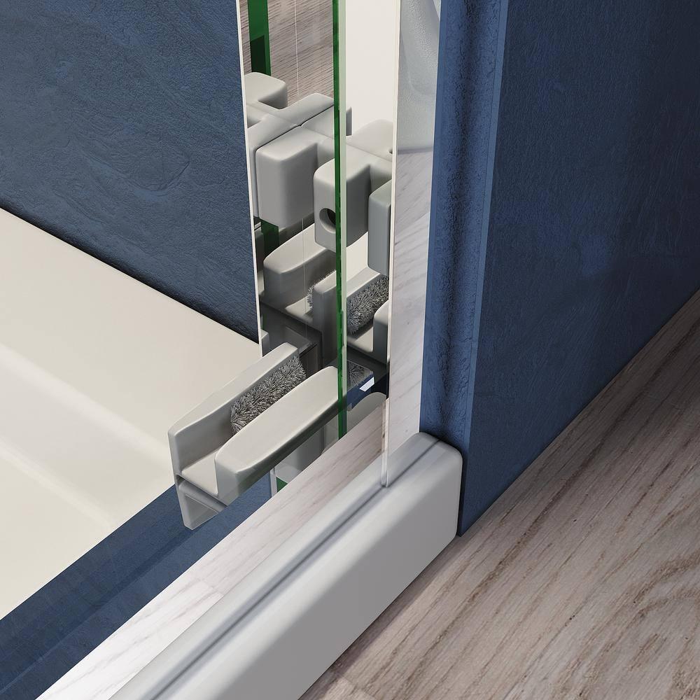 VODYXSEP Sliding Shower Glass Door 56-60 In. W X 72 In. H, Adjustable Semi Frameless Shower Door, Certified Thick Clear Clear Tempered Glass, 304 Stainless Steel Handles Y4VO-W2269P144322