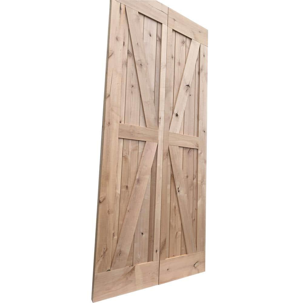 Lubann Paneled Solid Alder Wood Bifold Biparting Barn Door Slab