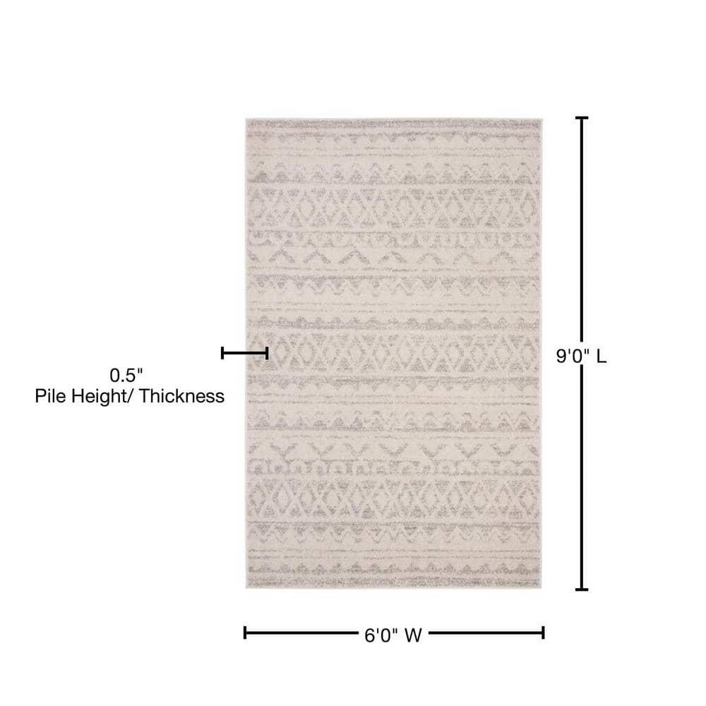 Adirondack ADR119 Machine Made Indoor Area Rug - Ivory/Silver - 6'x9' - Safavieh