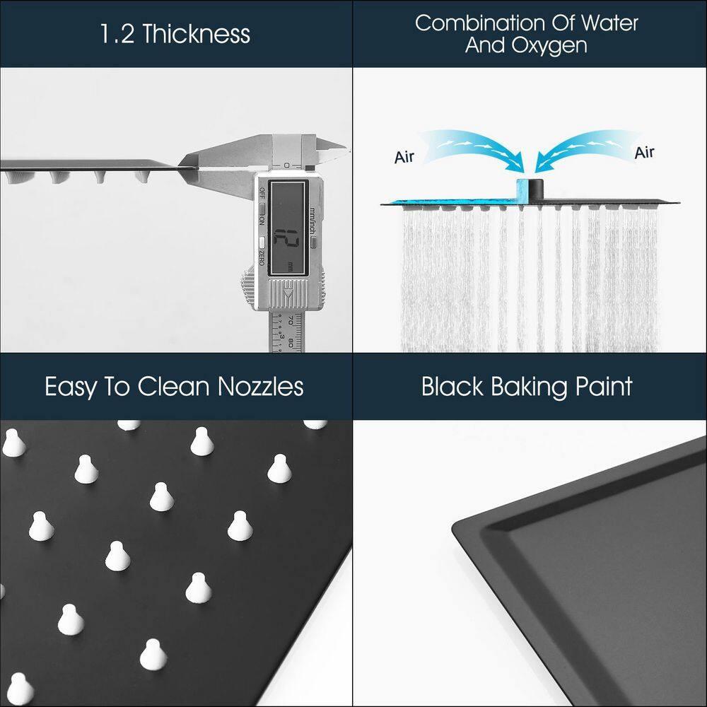 GhomeG GHGHS10B 10 Inch Stainless Steel Shower Head, Square
