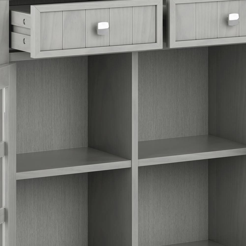 Simpli Home Acadian 36"W Solid Wood 2-Shelf Entryway Storage Cabinet with Glass Doors and 2 Drawers