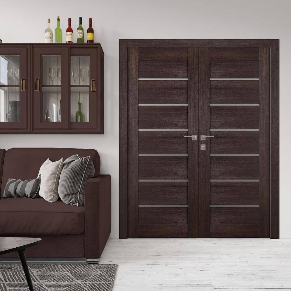 Belldinni Avon 07-02 Solid Manufactured Wood and Glass Paneled Prefinished Standard Double Door