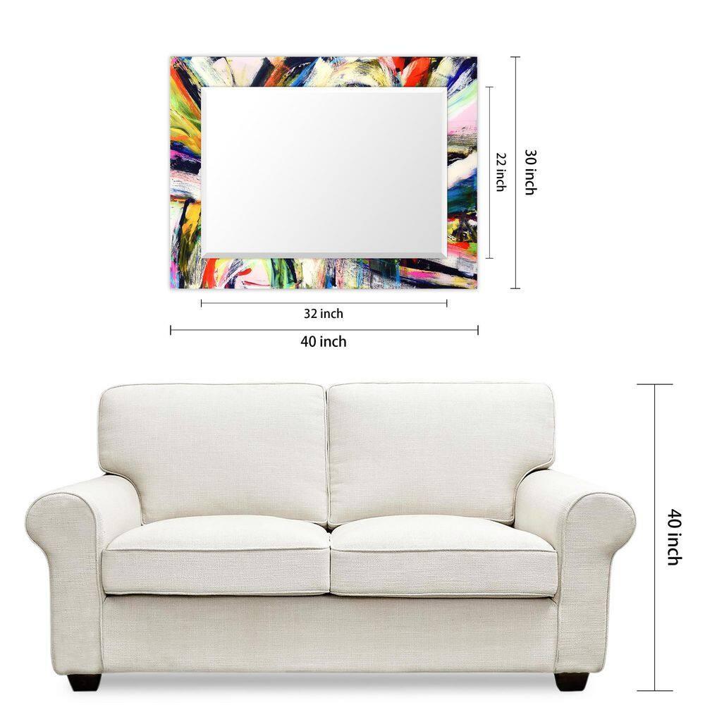 Empire Art Direct Rock Star Rectangular Beveled Mirror on Free Floating Printed Tempered Art Glass, 40" x 30" x 0.4" each, Ready to Hang