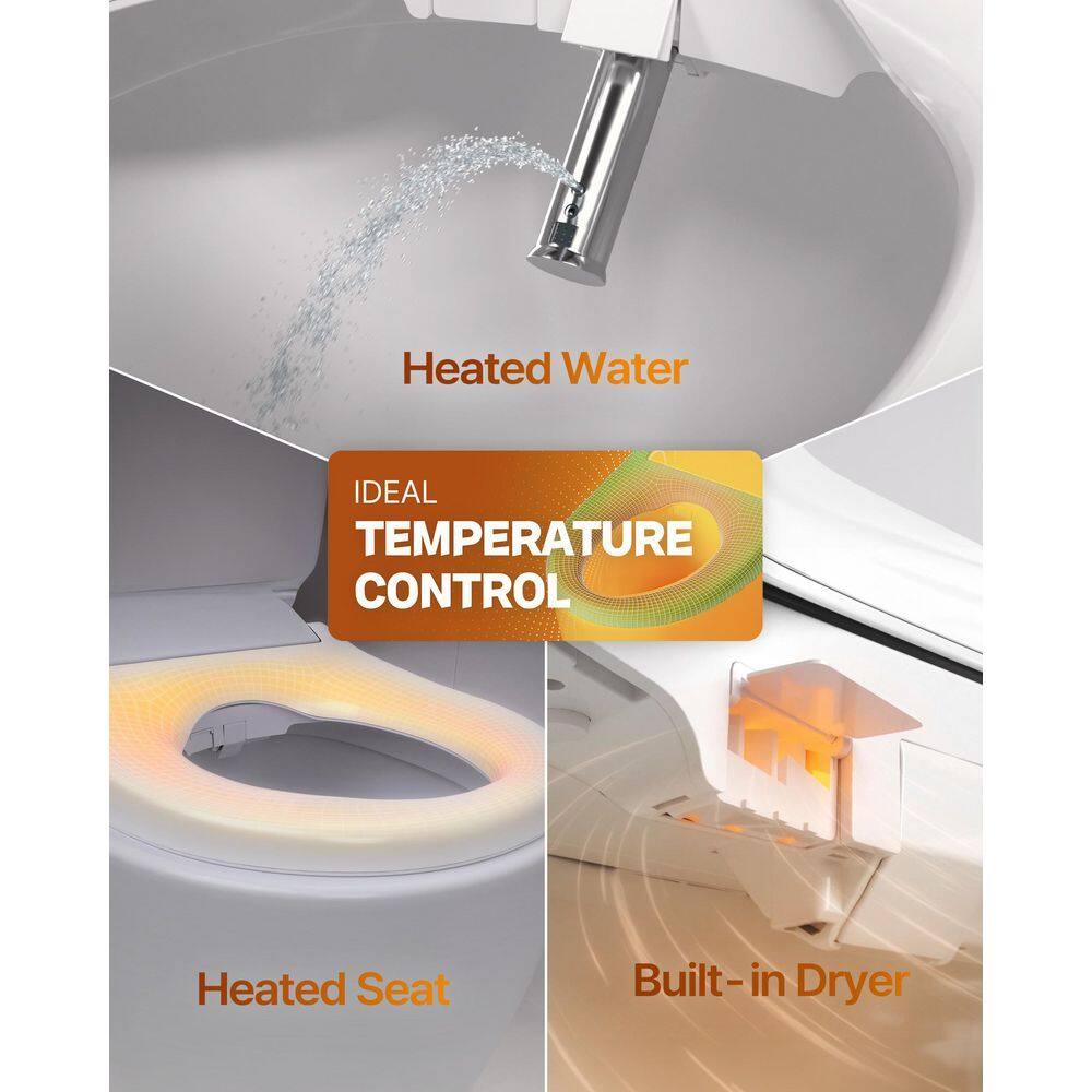 Bidetmega 500S Electric Instant Heating Bidet Seat for Round Toilets in White