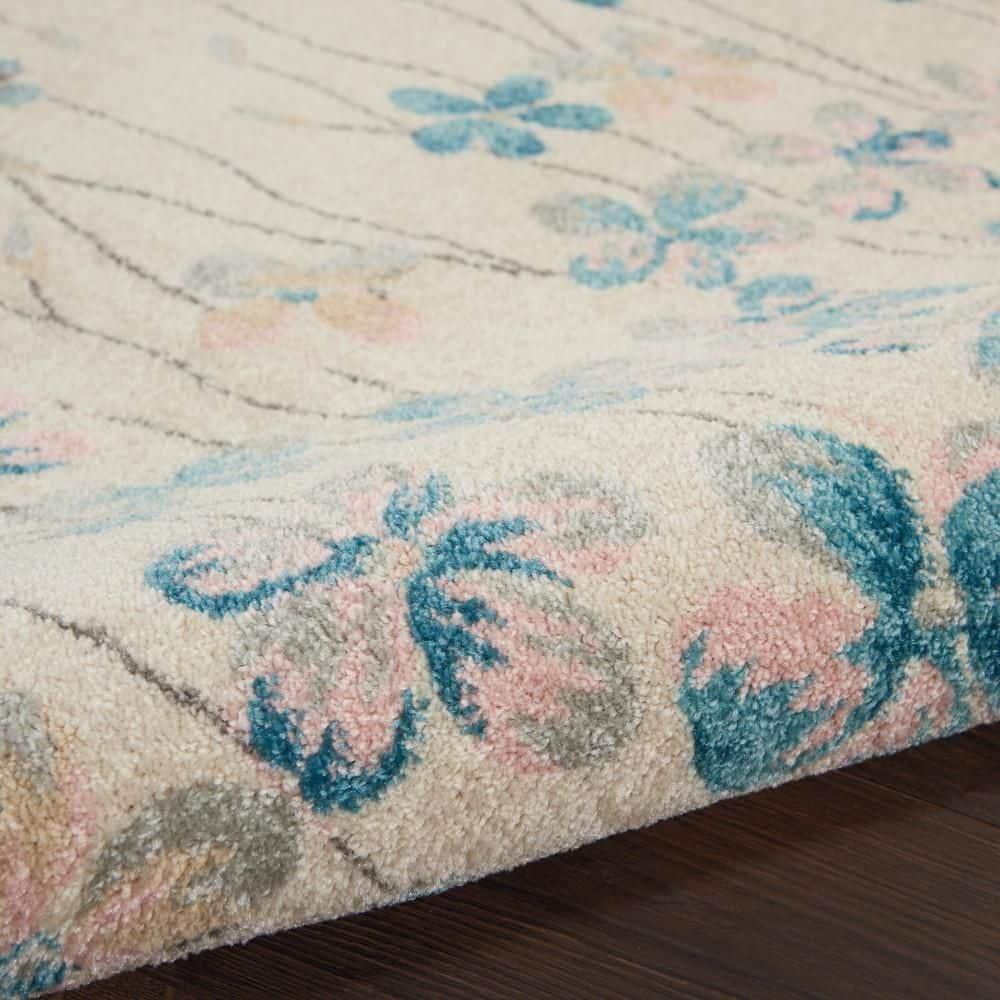 Nourison Tranquil Floral Ivory 5'3" x ROUND Area Rug, (5 Round)