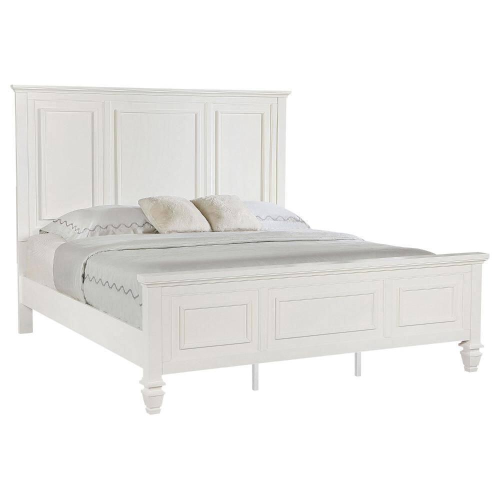 Lila King White Upholstered Wood Frame Bed with Drawer