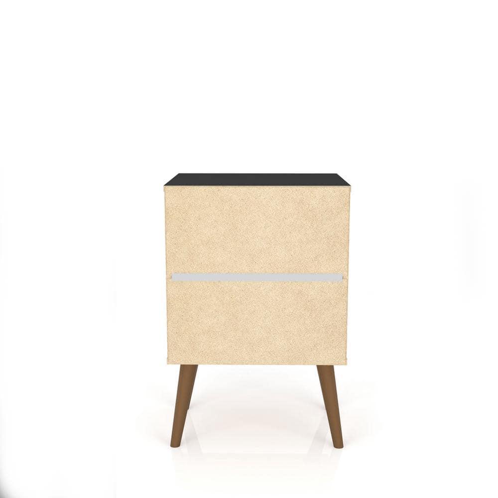 Manhattan Comfort Liberty 2.0 Mid Century Modern Nightstand Black: Particle Board Construction, Storage Drawer, Rectangle Shape