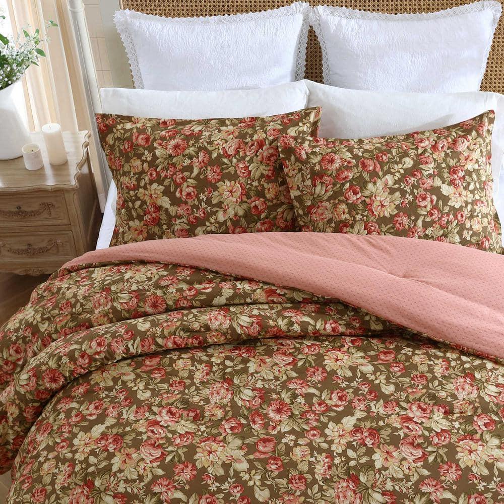 Laura Ashley Laura Ashley Bloomsbury Cotton Reversible Brown Comforter Set