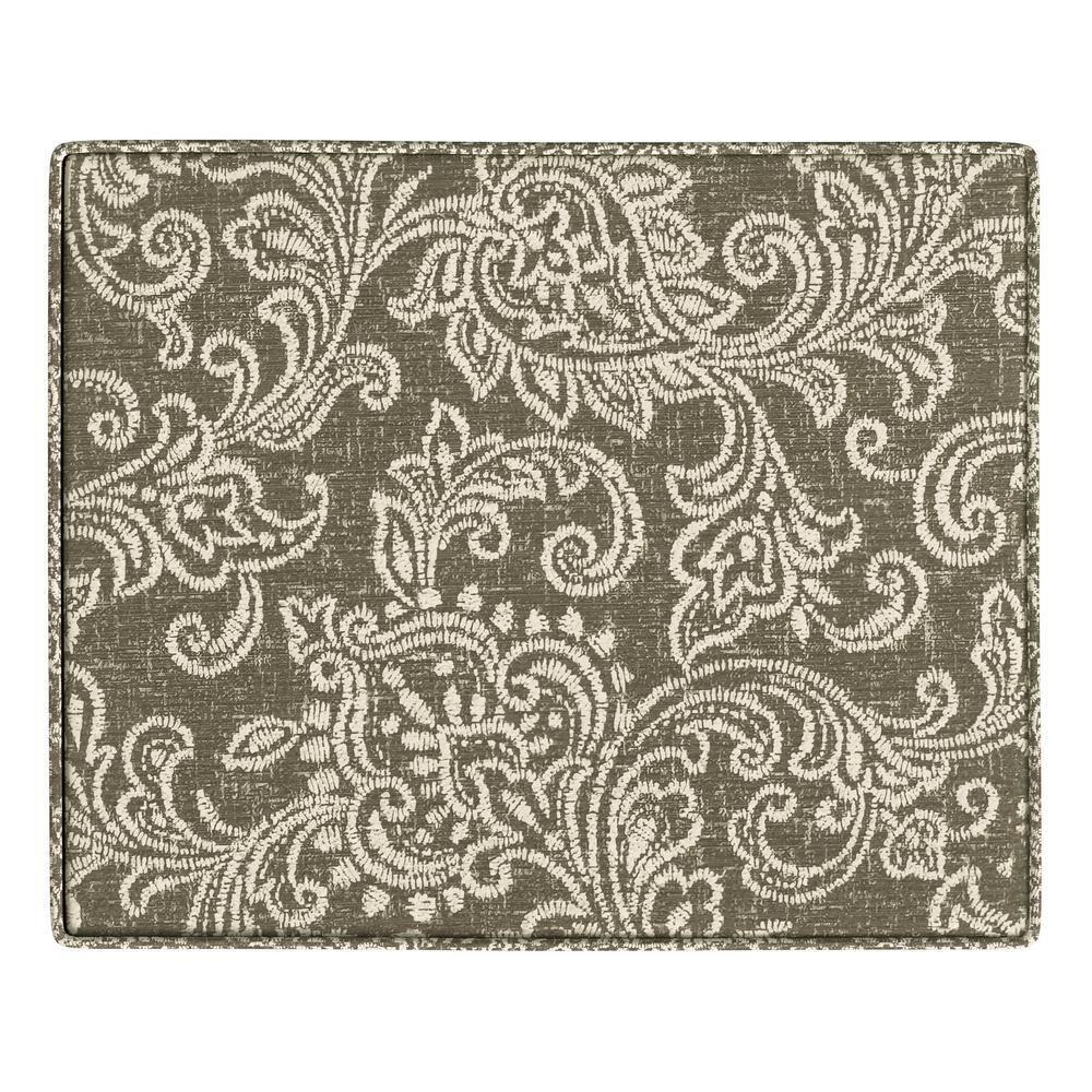 HomePop Medium Storage Ottoman Brown : Upholstered Footstool, Floral Pattern, Hardwood Frame