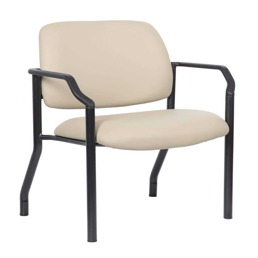 Boss Office Products Big and Tall Vinyl 500 lb. Weight Capacity Guest Armchair, Beige