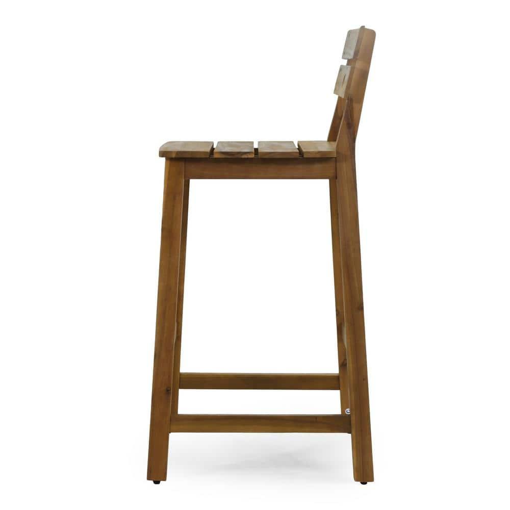 Noble House Castner Outdoor Bar Stool, Teak, 2 Pack