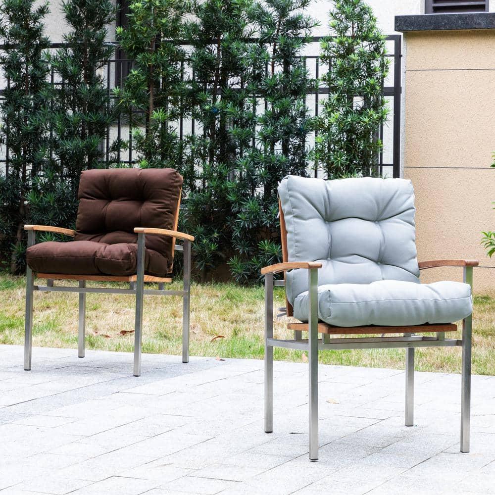 Outdoor Cushions Dinning Chair Cushions with back Wicker Tufted Pillow for Patio Furniture in Gray