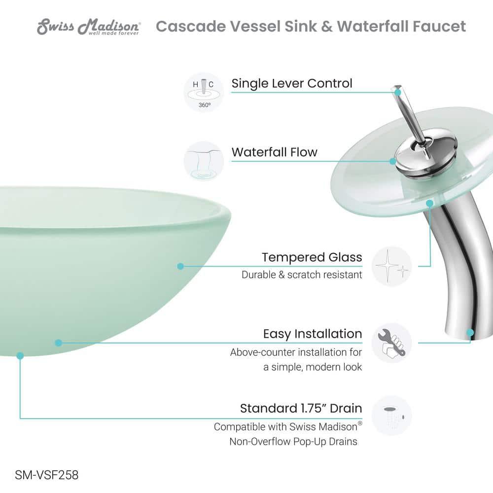 Cascade 16.5 Glass Vessel Sink with Faucet