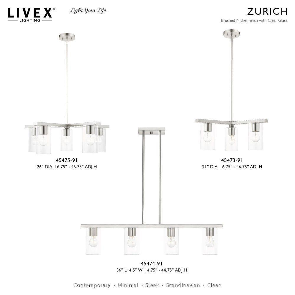 Livex Lighting Zurich 4 - Light Chandelier in  Brushed Nickel
